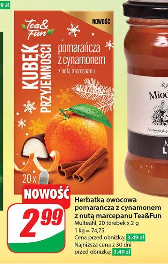 Herbata kubek przyjemności pomarańcza z cynamonem i nutą marcepanu Tea & fun promocja