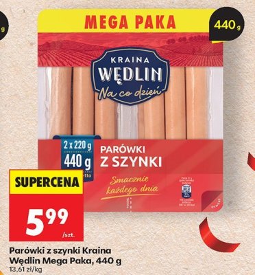 Parówki Parówki z szynki Kraina Wędlin Mega Paka promocja w Biedronka