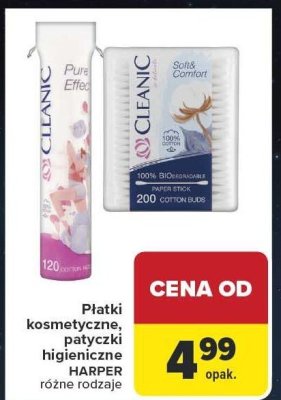 Płatki kosmetyczne, patyczki higieniczne HARPER różne rodzaje promocja w Carrefour
