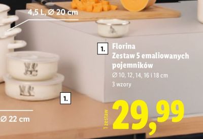 Zestaw pojemników emaliowanych, ⌀ 10, 12, 14, 16 i 18 cm Florina promocja