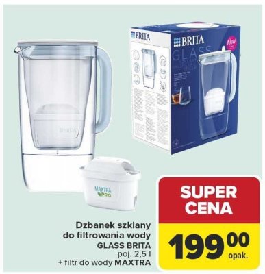 Dzbanek szklany do filtrowania wody GLASS BRITA 1,8 l + filtr do wody MAXTRA promocja w Carrefour