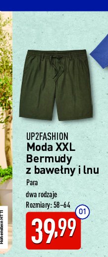 Bermudy męskie bawełna i len 58-64 Up2fashion promocja w Aldi