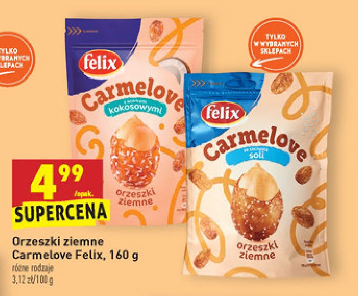 Orzeszki ziemne w karmelu z wiórkami kokosowymi Felix carmelove promocja