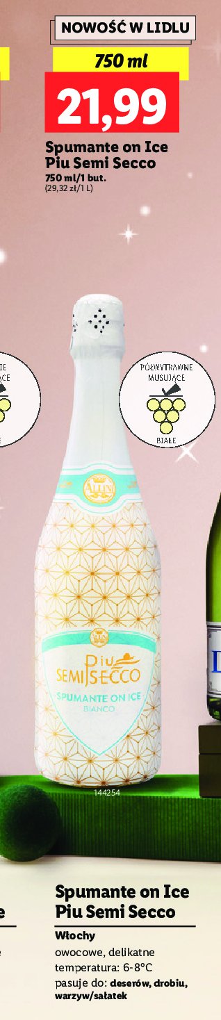 Wino Spumante on ice piu semi secco promocja