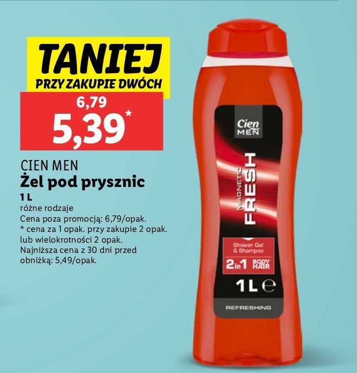 Żel pod prysznic i szampon energy Cien men promocja