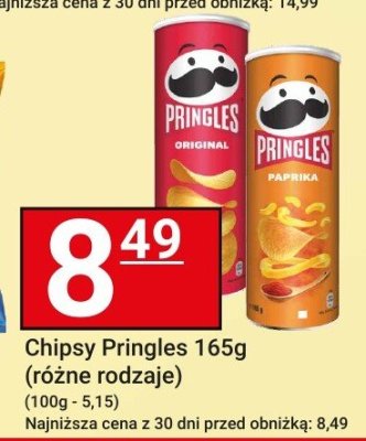 Chipsy Pringles 165g (różne rodzaje) promocja w Hitpol
