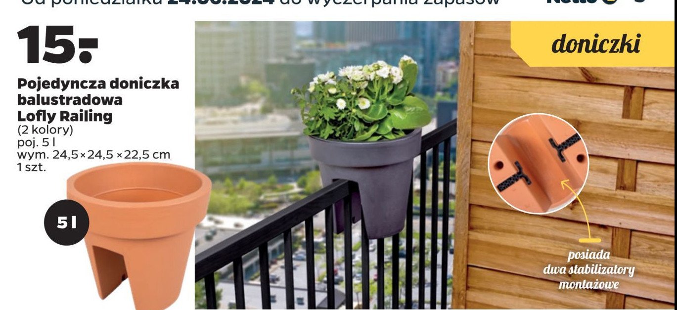 Doniczka lofty railing basic 24.5 cm promocja