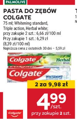 Pasta do z臋b贸w white Colgate herbal promocja