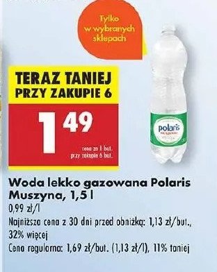 Woda lekko gazowana POLARIS MUSZYNA promocja