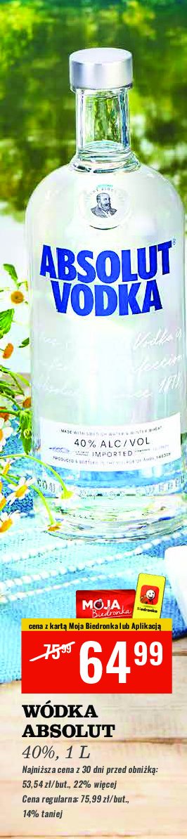 Wódka Absolut vodka promocja w Biedronka