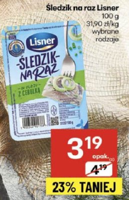 Śledzie na raz Lisner promocja w Delikatesy Centrum