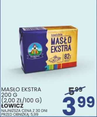 Masło Łowickie Masło Ekstra 82% Łowicz promocja w Wafelek