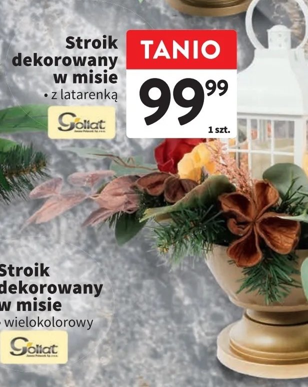 Stroik dekorowany w misie z latarenką Goliat promocja w Intermarche