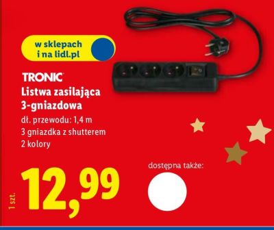 Listwa zasilająca 3-gniazdowa  promocja w Lidl