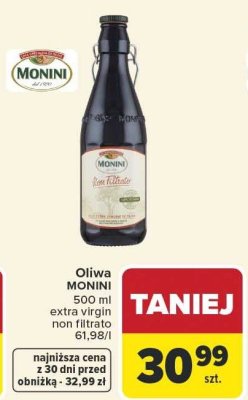 Oliwa MONINI extra virgin non filtrato promocja w Carrefour Market