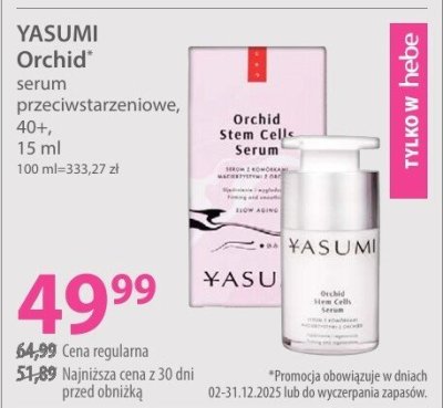 Serum przeciwstarzeniowe YASUMI Orchid 40+ promocja w Hebe