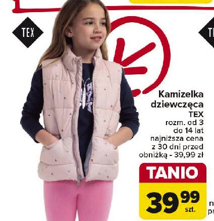 Kamizelka dziewczęca 98-164 cm Tex promocja