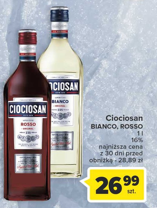 Vermouth CIOCIOSAN BIANCO promocja
