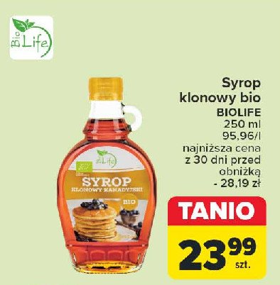 Syrop klonowy Bio life promocja