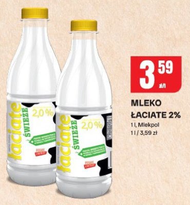 Mleko łaciate 2% 1l Mlekpol promocja w Chorten