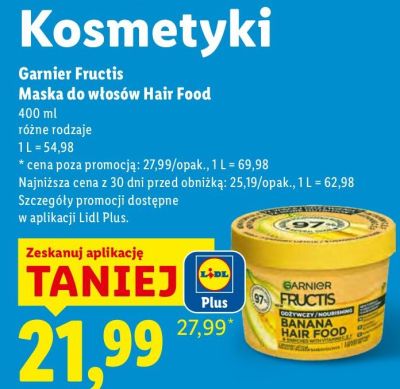 Maska do włosów Hair Food Garnier Fructis promocja w Lidl