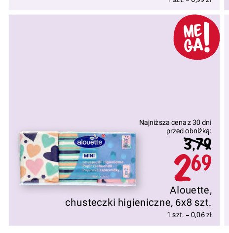 Chusteczki higieniczne 4 warstwowe Alouette promocja