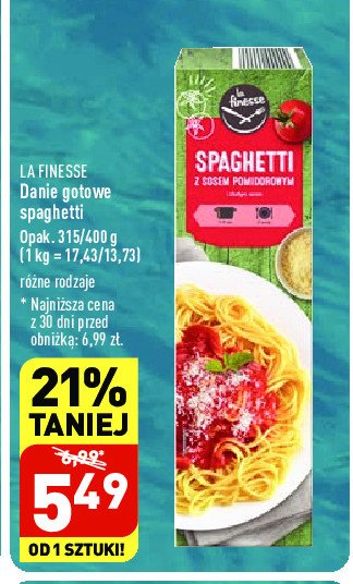 Danie gotowe spaghetti z sosem pomidorowym La finesse promocja