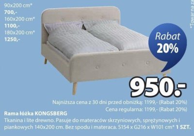 Rama łóżka KONGSBERG promocja w Jysk