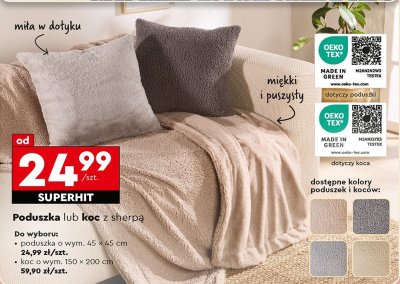 Poduszka z sherpa SMUKEE 45 x 45 cm promocja w Biedronka