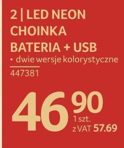 LED Neon choinka bateria + USB dwie wersje kolorystyczne promocja w Selgros