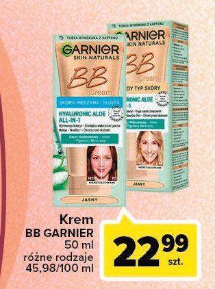 Krem do twarzy bb hyaluronic aloe jasny Garnier skin naturals bb cream promocje