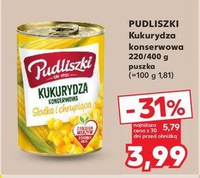 Kukurydza konserwowa słodka i chrupiąca Pudliszki promocja