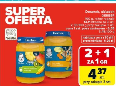 Deserek obiadek Gerber różne rodzaje 190g promocja w Carrefour