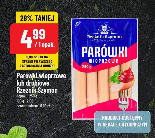 Parówki wieprzowe Rzeźnik szymon poleca promocja w POLOmarket