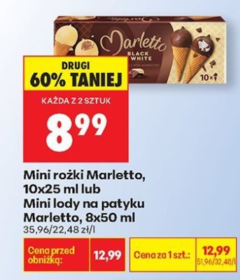 Mini lody na patyku Marletto, 8x50 ml promocja w Biedronka
