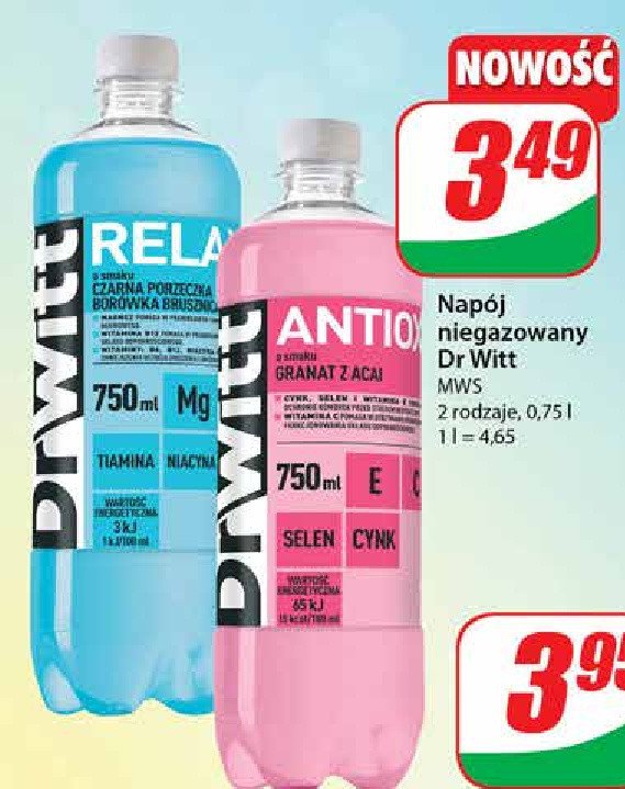 Napój granat z acai Dr witt promocja w Dino