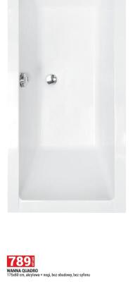 WANNA QUADRO 175x80 cm, akrylowa + nogi, bez obudowy, bez syfonu promocja w Merkury Market