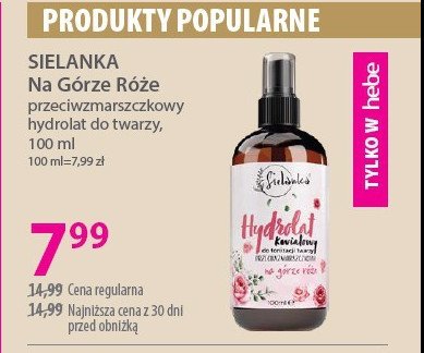 Hydrolat do twarzy na górze róże Sielanka promocja