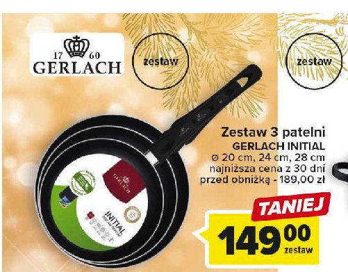 Patelnia 20 cm + 24 cm + 28 cm Gerlach promocja