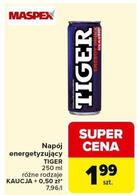 Napój energetyzujący Tiger różne rodzaje promocja w Carrefour