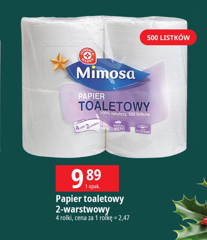 Papier toaletowy biały Wiodąca marka mimosa promocja w Leclerc