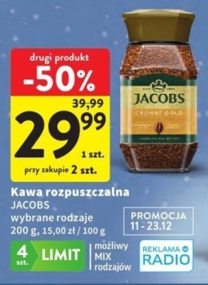 Kawa rozpuszczalna JACOBS wybrane rodzaje promocja w Intermarche
