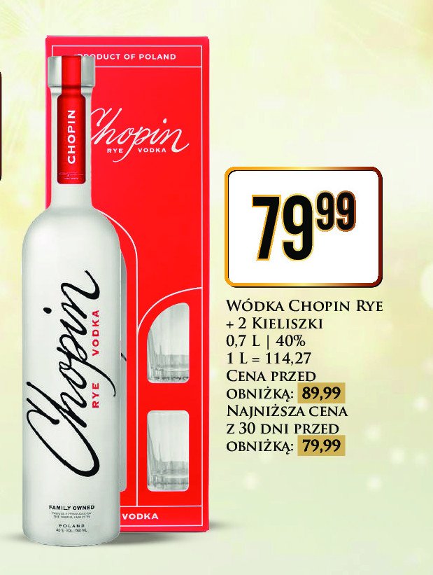 Wódka + kieliszki Chopin rye promocja