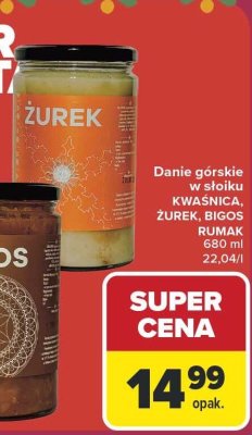Danie górskie w słoiku ŻUREK 680 ml Carrefour promocja w Carrefour