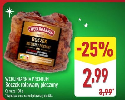 Boczek rolowany pieczony Wędliniarnia Premium promocja w Aldi