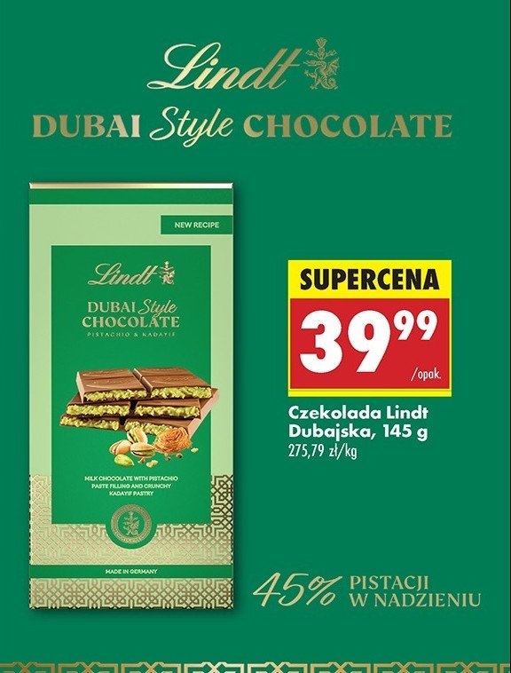 Czekolada dubajska Lindt promocja w Biedronka