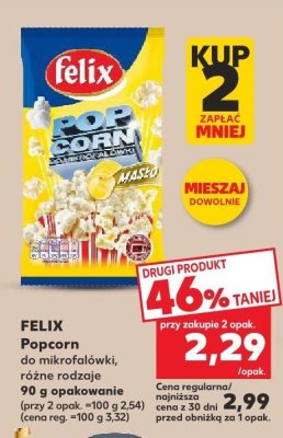 Popcorn FELIX do mikrofalówki różne rodzaje 90 g promocja w Kaufland