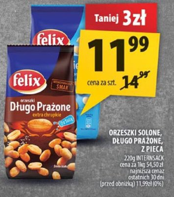 Orzeszki solone, długo prażone Felix 2 piecek 220g intersnack promocja w Arhelan