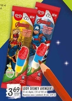 L贸d malina-jagoda-ananas ALGIDA AVENGERS SUPER HERO promocja