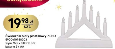 Świecznik biały plastikowy 7 LED promocja w Castorama
